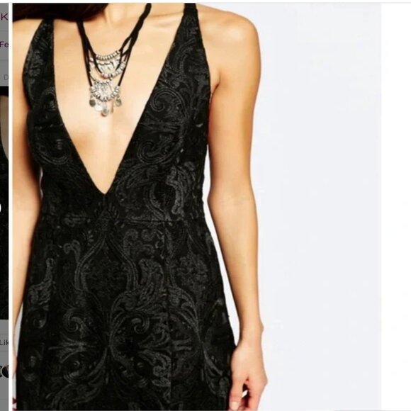 New w Tag Free People Juliet Bodycon Maxi Dress Black Criss Cross Back Lace $350 - Picture 8 of 15
